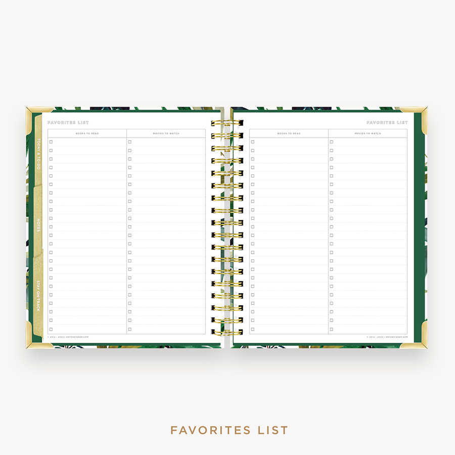 Day Designer's 2023 Weekly Planner Bali with movie and book tracking page.