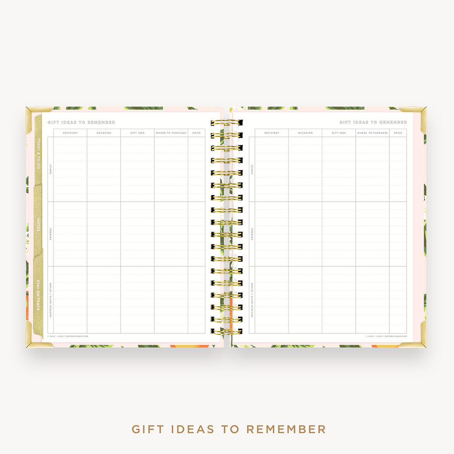 Day Designer's 2023-24 Weekly Planner Orange Blossom with holiday gift planning page.