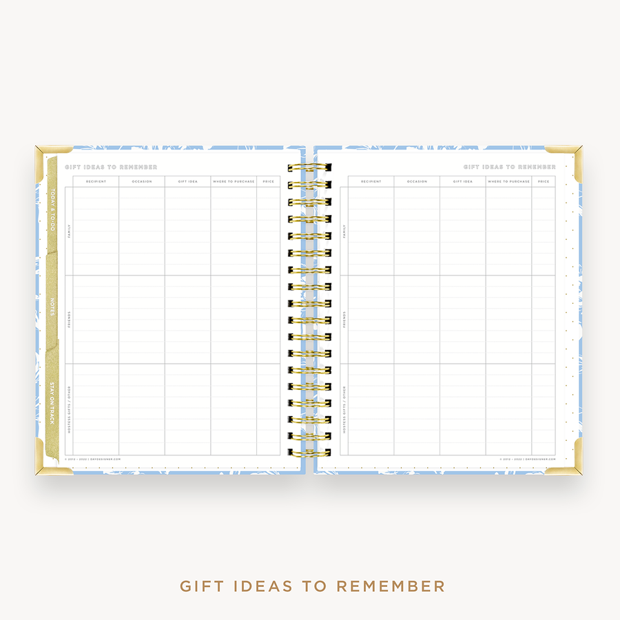 Day Designer's 2023 Weekly Planner Annabel with holiday gift planning page.
