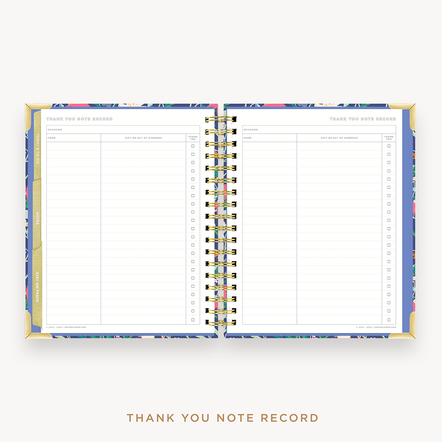 Day Designer's 2023-24 Weekly Planner Wildflowers with thank-you note recording page.