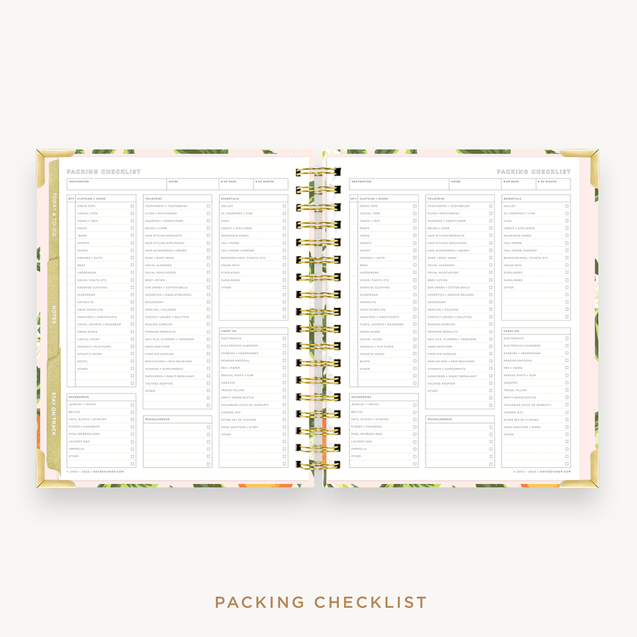 Day Designer's 2023-24 Weekly Planner Orange Blossom with packing checklist page.