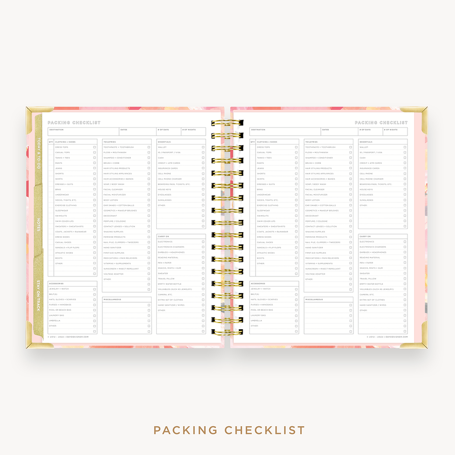 Day Designer's 2023 Weekly Planner Sunset with packing checklist page.
