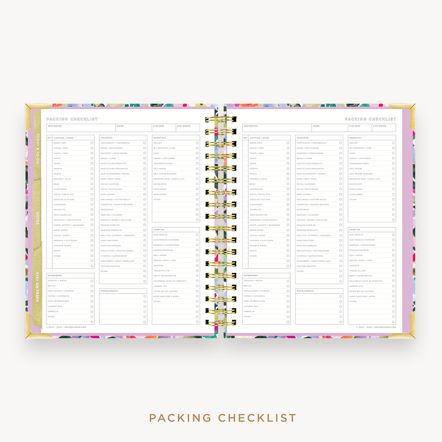 Day Designer's 2023 Weekly Planner Blurred Spring with packing checklist page.