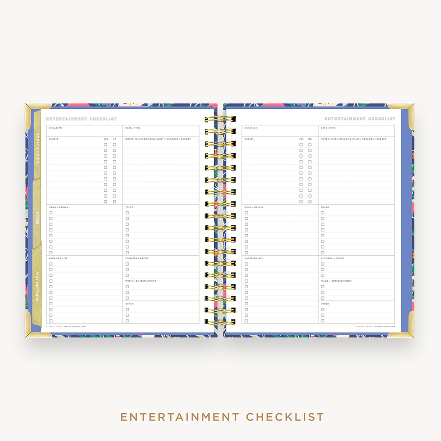 Day Designer's 2023-24 Weekly Planner Wildflowers with entertainment checklist page.