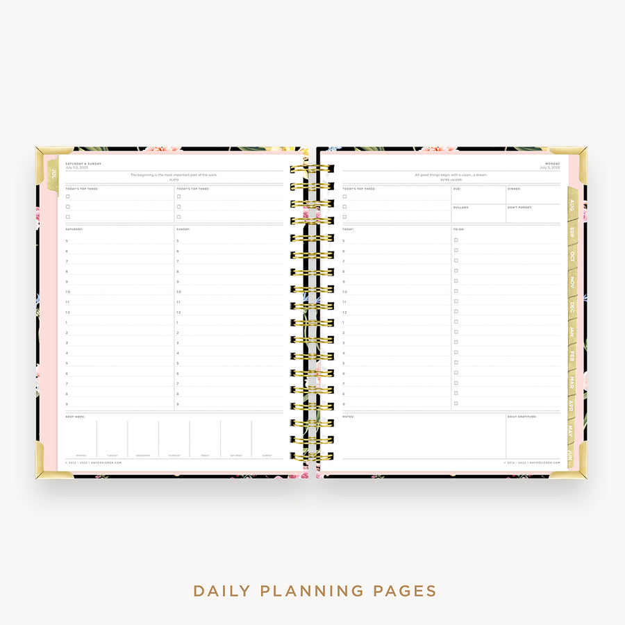 Day Designer's 2023 Daily Planner Wild Blooms with daily planning page.