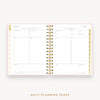 Day Designer's 2023 Daily Mini Planner Peony Bookcloth with daily planning page.