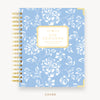 Day Designer 2023 Daily Planner with beautiful blue floral pattern and gold accents