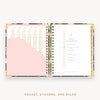 Day Designer's 2023 Daily Planner with Wild Blooms cover with pocket sleeve and gold stickers.