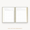 Day Designer's 2023 Daily Mini Planner Charcoal Bookcloth with goals worksheet.