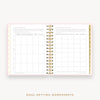 Day Designer's 2023 Daily Mini Planner Peony Bookcloth with goals worksheet.