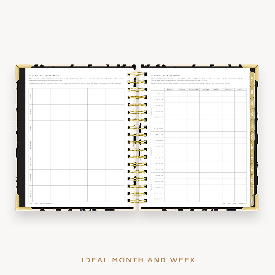 Day Designer's 2023 Daily Planner Painted Leopard with ideal month and week worksheet.