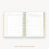 Day Designer's 2023 Daily Mini Planner Sage Bookcloth with ideal month and week worksheet.