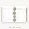 Day Designer's 2023 Daily Planner Charcoal Bookcloth with ideal month and week worksheet.