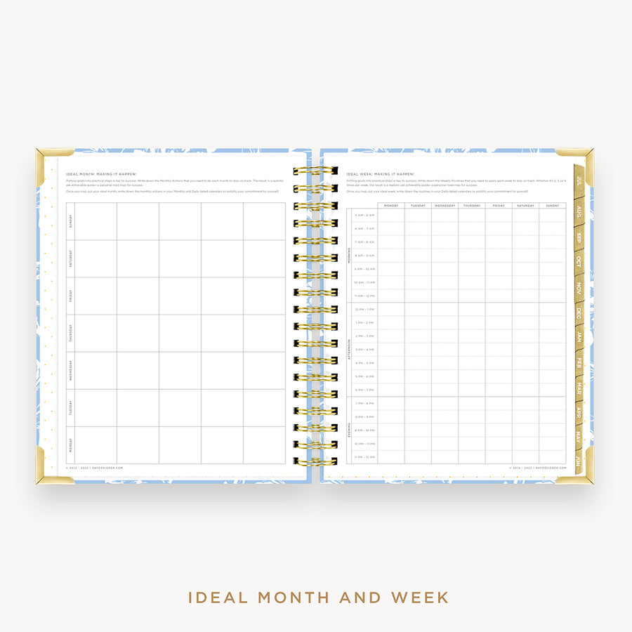 Day Designer's 2023 Daily Planner Annabel with ideal month and week worksheet.