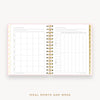 Day Designer's 2023 Daily Mini Planner Peony Bookcloth with ideal month and week worksheet.