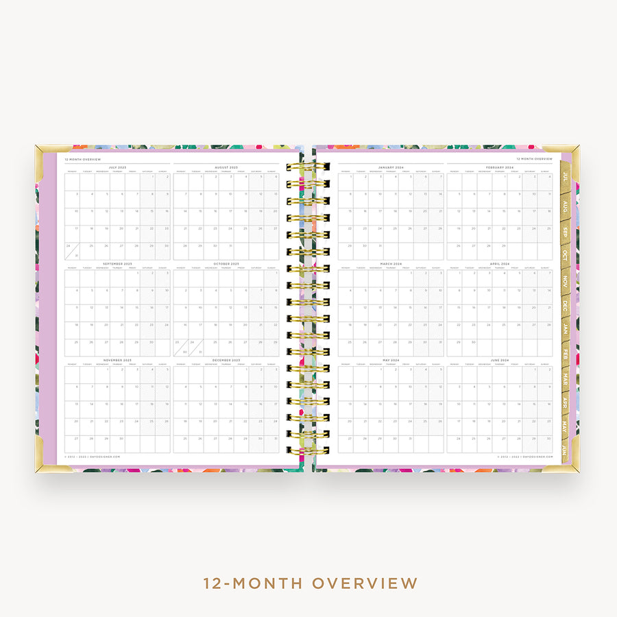 Day Designer's 2023 Daily Planner Blurred Spring with a two-page spread of the 2023-2024 calendar year.