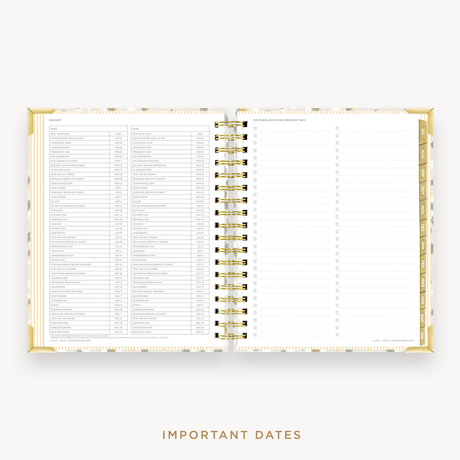 Day Designer's 2023-24 Daily Planner Chic with dates for 2023-24-2024 Holiday's and birthday tracker.