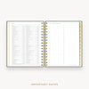 Day Designer's 2023 Daily Mini Planner Charcoal Bookcloth with dates for 2023-2024 Holiday's and birthday tracker.
