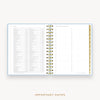 Day Designer's 2023 Daily Mini Planner Chambray Bookcloth with dates for 2023-2024 Holiday's and birthday tracker.