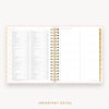 Day Designer's 2023 Daily Planner Peony Bookcloth with dates for 2023-2024 Holiday's and birthday tracker.