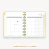 Day Designer's 2023 Daily Mini Planner Sage Bookcloth with monthly calendar planning page.