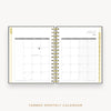 Day Designer's 2023 Daily Mini Planner Charcoal Bookcloth with monthly calendar planning page.