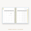 Day Designer's 2023 Daily Mini Planner Chambray Bookcloth with monthly calendar planning page.