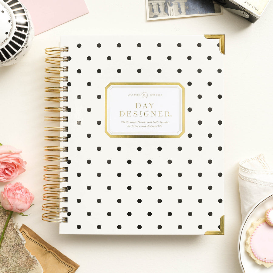 Day Designer 2023-24 Daily Planner Classic Dot with beautiful cover agenda book.