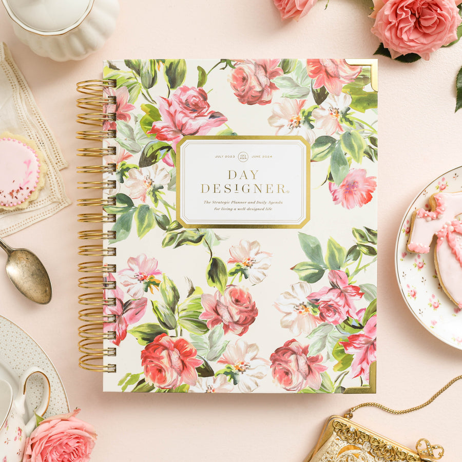 Day Designer 2023-24 Daily Planner London Rose with beautiful cover agenda book.