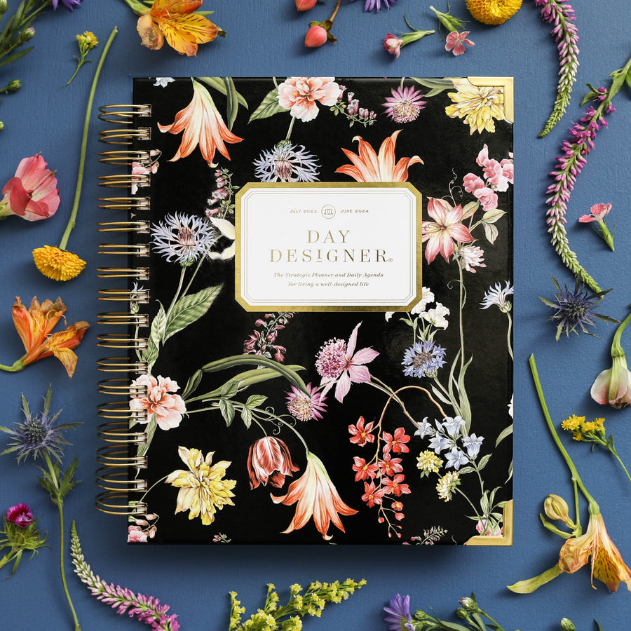 Day Designer 2023-24 Daily Planner Wild Blooms with beautiful cover agenda book.